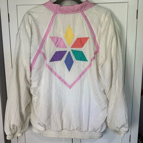 Vintage Lavon Windbreaker Jacket M Colorblock Patchwork Quilt Inspired 80s 90s - Picture 4 of 9